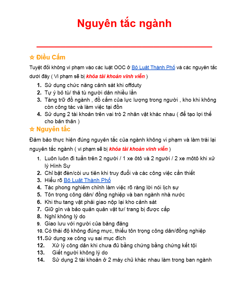 Nguyên Tắc Ngành